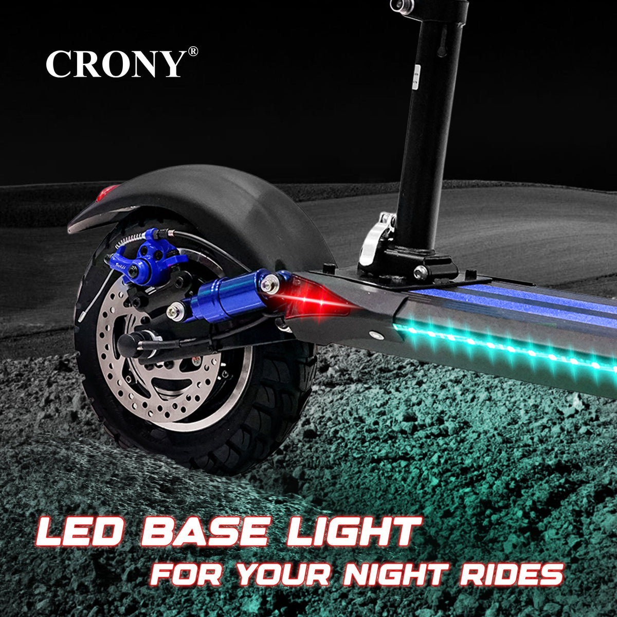 CRONY V10 Electric Scooter 1200W Motor 48V/12AH Battery 20-40KM Range Disc Brakes Front/Rear Suspension 10” Off-Road Tires