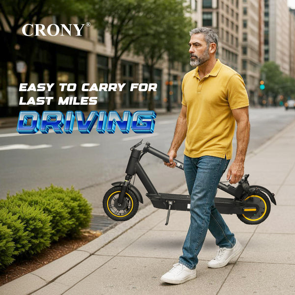 Crony XM Max Electric Scooter delivers a smooth and reliable ride with its 350 W motor and long-lasting 36 V / 15.6 Ah battery, offering a top speed of 30 km/h and a range of up to 45 km per charge