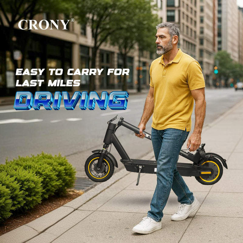 Crony XM Max Electric Scooter delivers a smooth and reliable ride with its 350 W motor and long-lasting 36 V / 15.6 Ah battery, offering a top speed of 30 km/h and a range of up to 45 km per charge
