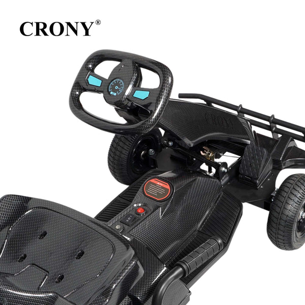 CRONY K9 Carbon Fiber Go-Kart – 250W Motor, 36V Battery, 20 KM/H Top Speed, 20 KM Range, Lightweight Carbon Fiber Frame, Front & Rear Hand Brakes, Seat Belt, LED Light Wheels, Forward & Reverse Switch | Safe & Fun Electric Go-Kart for Kids