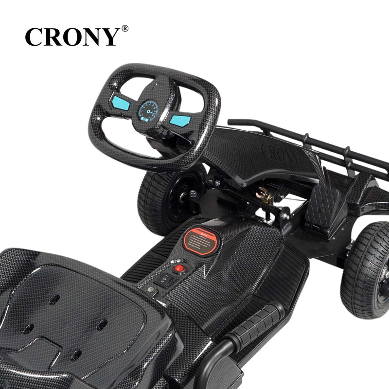 CRONY K9 Carbon Fiber Go-Kart – 250W Motor, 36V Battery, 20 KM/H Top Speed, 20 KM Range, Lightweight Carbon Fiber Frame, Front & Rear Hand Brakes, Seat Belt, LED Light Wheels, Forward & Reverse Switch | Safe & Fun Electric Go-Kart for Kids