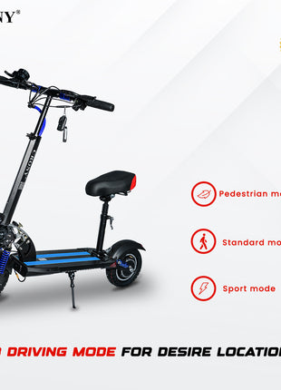 CRONY V10 Blue Fast Speed Electric Scooter 1200W Motor, 48V Battery, Top Speed 68Km/h, Range 20-40Km, Triple LED Headlamps, Base LED Lights, 10 Inch Tyres