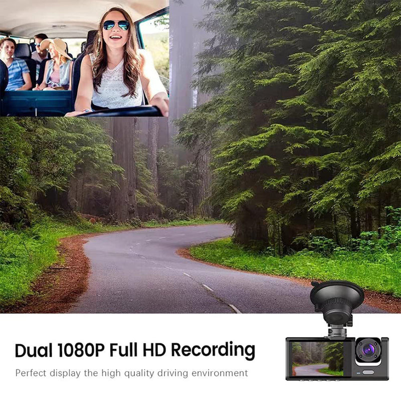 CRONY  S11 Three-Camera 1920*1080 pushbutton dashcam 1080P DVR Dashcam Front Indoor and Rear View Camera Driving Recorder