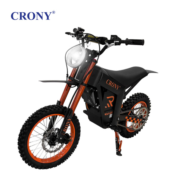 CRONY Wish-01 Electric Dirt Bike, 1500W Motor, 48V 25Ah Battery, 50-70 KM/H Max Speed, 45-60 KM Range, Dual Suspension, Front & Rear Disc Brakes, Off-Road Tires, LED Headlight, Mobile Holder
