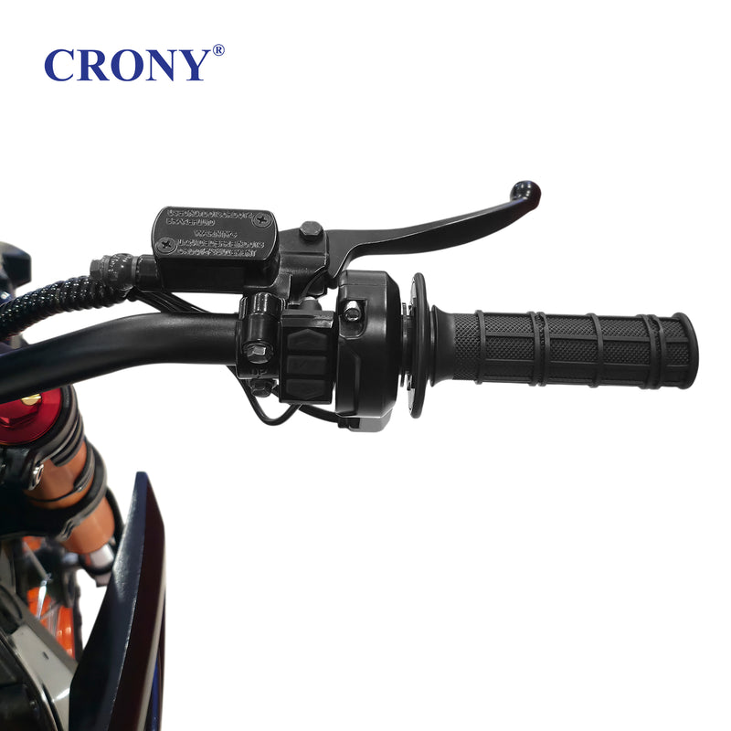 CRONY CRONY-01 High Configuration Electric Dirt Bike 2500W Motor, 48V 24Ah Battery, 45-55KM Range, 50-68KM/H Speed, Dual Suspension, Off-Road Tires, Bluetooth Speaker, LED Headlamp, Phone Holder, Digital Display, Free Helmet, 1 Year Motor Warranty