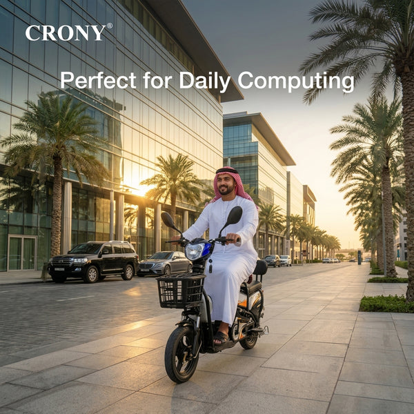 CRONY W6 Electric Bike, Black, 500W Rear Hub Motor, 48V Battery, 14-Inch Wheels, 3-Speed Electric City Bike, 31–70 km Range, Electric Scooter Motorcycle