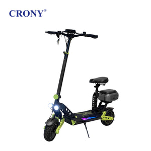 CRONY D2 Dual Motor Electric Scooter with Seat, 4000W (2000W x2), 48V 18.2Ah Battery, 45-60KM Range, Up to 70KM/H, 10-Inch Tires, Front & Rear Suspension, Disc Brakes, LED Lights, Bluetooth APP, Green