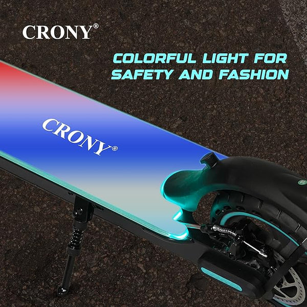 CRONY M365 Foldable Electric Scooter with Front Suspension & Durable Honeycomb Tires, 7-Colors LED Deck Lights, Lightweight Commuter Scooter with for Adults & Kids, Smart App Control