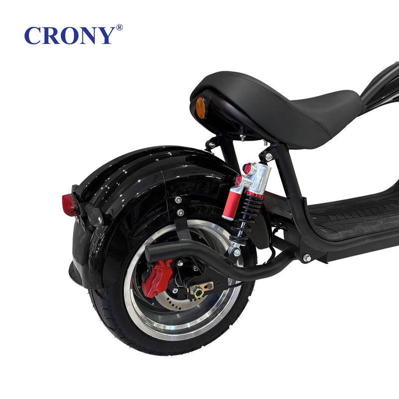 CRONY X1 Electric Motorcycle, 3000W Motor, 60V 12Ah Battery, 60-80KM/H Max Speed, 25-35KM Range, Front & Rear Disc Brakes, Front & Rear Suspension, LCD Display, LED Lights, Bluetooth Speaker, Mobile Phone Holder, Harley Bag, Black