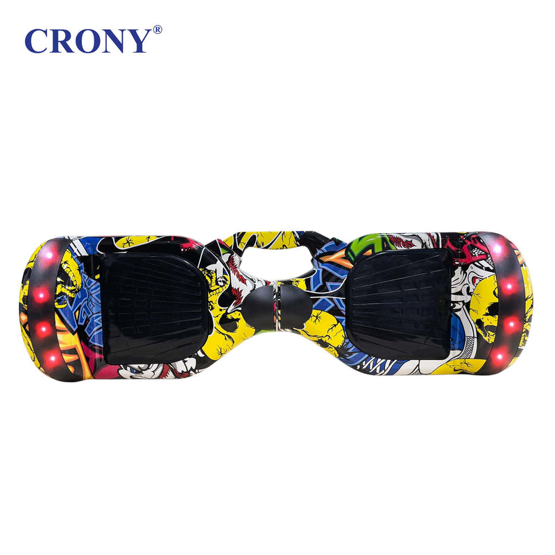CRONY D1+ Yellow Smart Self-Balancing Hoverboard 250W Bluetooth Speaker, LED Lights, ABS Body, 12KM/H Speed, 15KM Range, Electric Hoverboard for Kids & Adults