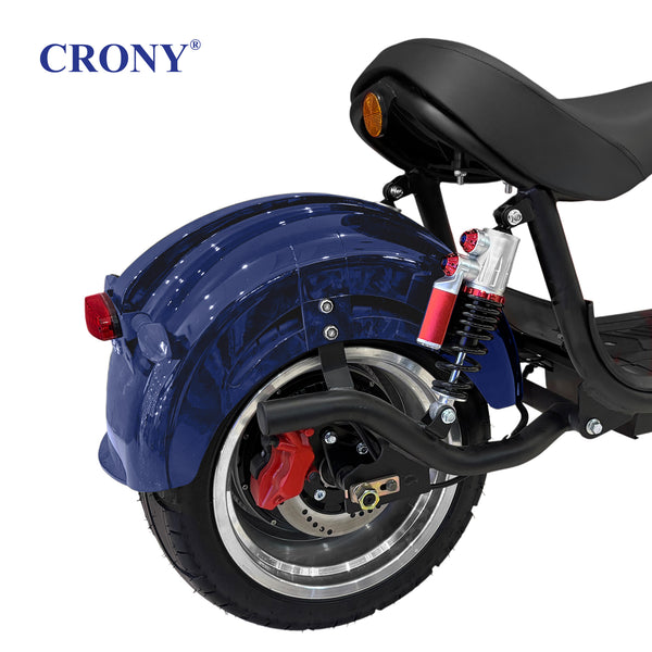 CRONY X1 Electric Motorcycle, 3000W Motor, 60V 12Ah Battery, 60-80KM/H Max Speed, 25-35KM Range, Front & Rear Disc Brakes, Front & Rear Suspension, LCD Display, LED Lights, Bluetooth Speaker, Mobile Phone Holder, Harley Bag, Blue