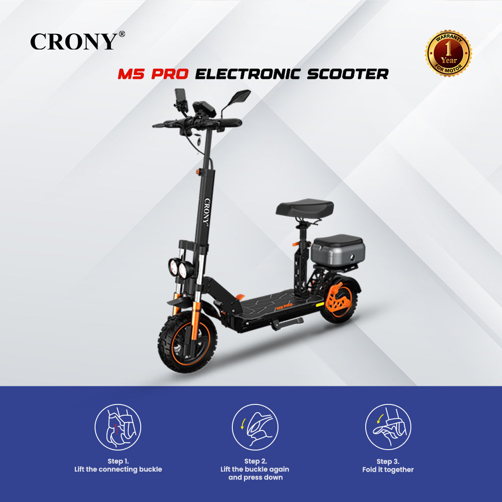 CRONY M5 Pro Electric Scooter for Adults Kids 1500W High-Speed E-Scooter with Bluetooth Speaker App Connectivity IPX4 Waterproof 120KG Max Load