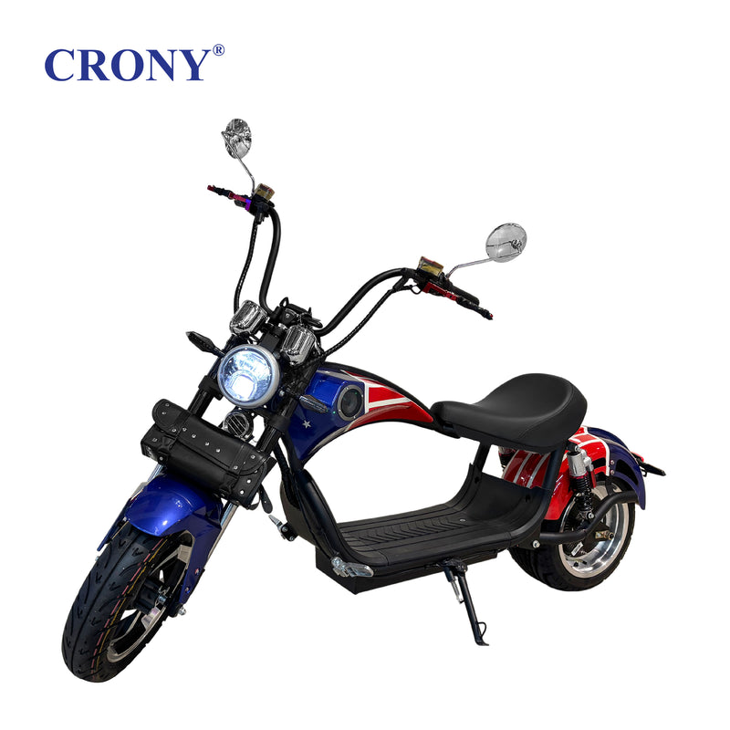 CRONY X1 Electric Motorcycle, 3000W Motor, 60V 12Ah Battery, 60-80KM/H Max Speed, 25-35KM Range, Front &amp; Rear Disc Brakes, Front &amp; Rear Suspension, LCD Display, LED Lights, Bluetooth Speaker, Mobile Phone Holder, Harley Bag, World