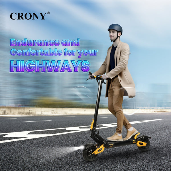 CRONY V8 Electric Scooter 1600W x2 Motors 60V/26AH Battery 40-80KM Range Disc Brakes Front/Rear Suspension Detachable Battery