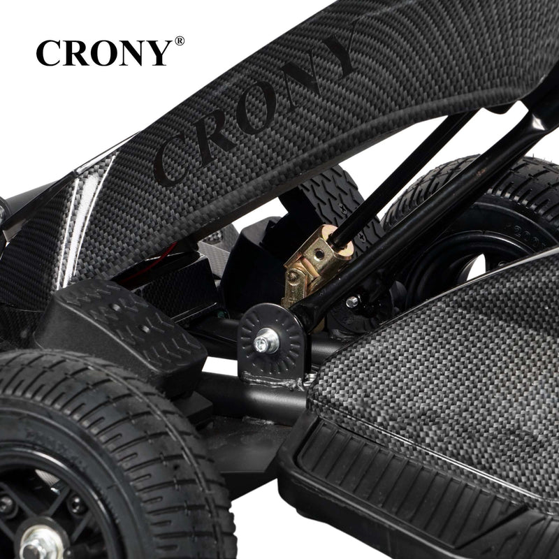 CRONY K9 Carbon Fiber Go-Kart – 250W Motor, 36V Battery, 20 KM/H Top Speed, 20 KM Range, Lightweight Carbon Fiber Frame, Front & Rear Hand Brakes, Seat Belt, LED Light Wheels, Forward & Reverse Switch | Safe & Fun Electric Go-Kart for Kids
