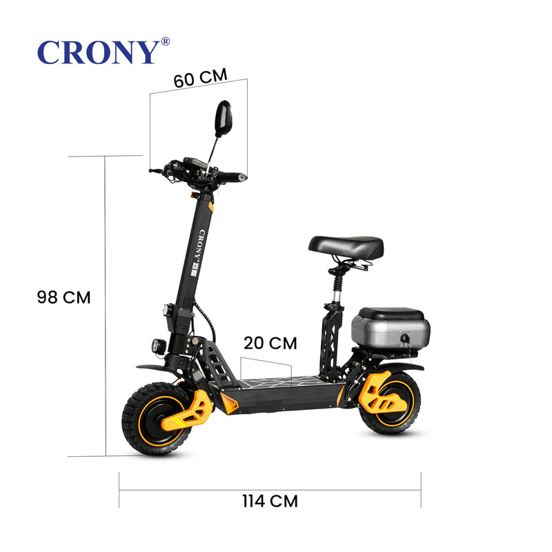 CRONY M4 Max Dual Drive Electric Scooter 1200Wx2 Motors 48V/20AH Battery 35-50KM Range Disc Brakes Front/Rear Suspension