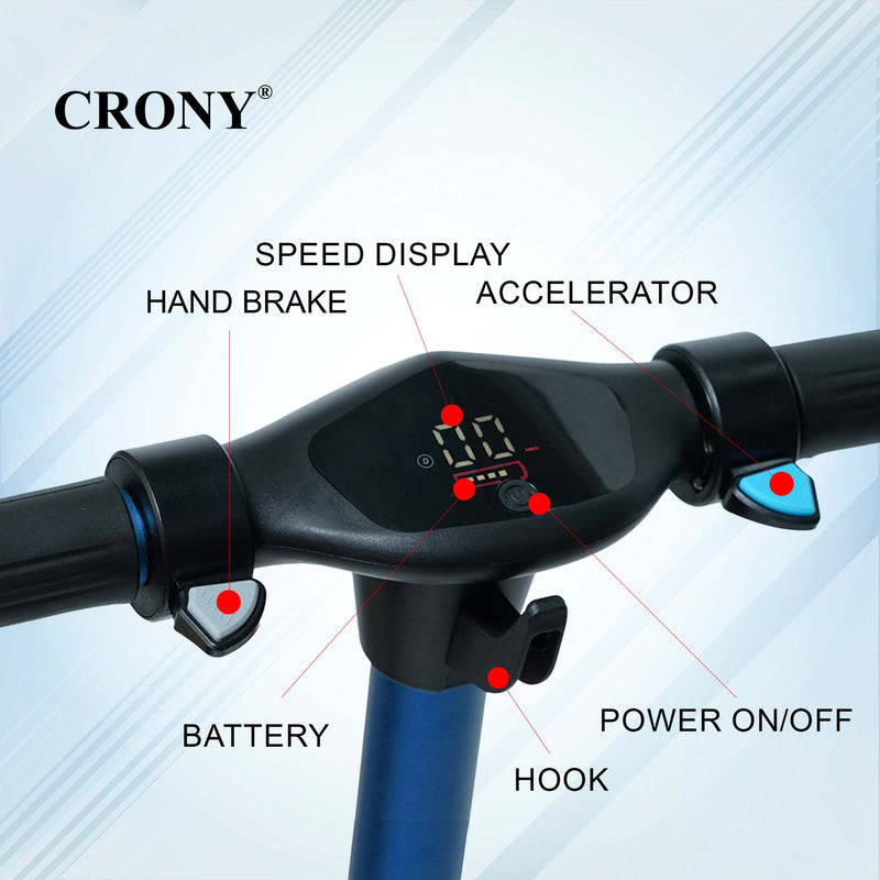 CRONY S32 Kids Foldable E-Scooter with LED Light Bar RGB Deck Lights & LED Display & E-Brake and E-Accelerator & Extended Footrest Supports Up to 100KG