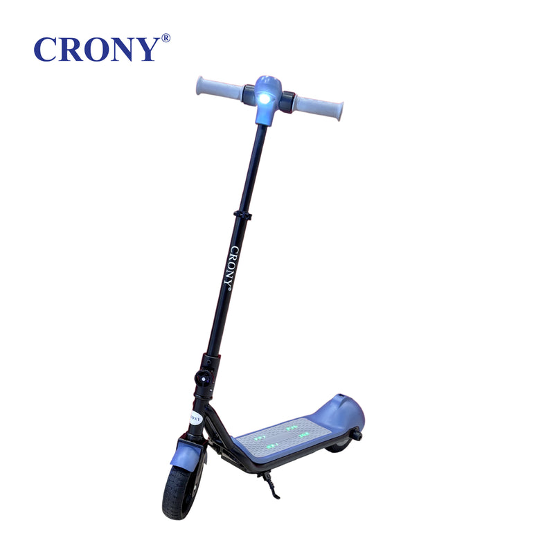 CRONY E68 Electric Scooter for Kids, 110W Motor, 10–16 KM/H Top Speed, 24V 2.5Ah Battery, 5–8 KM Range, 6.5-Inch Tires, Easy Folding, Adjustable Handlebar, LED Headlight &amp; Rear Wheel Light, Bluetooth Speaker, Blue