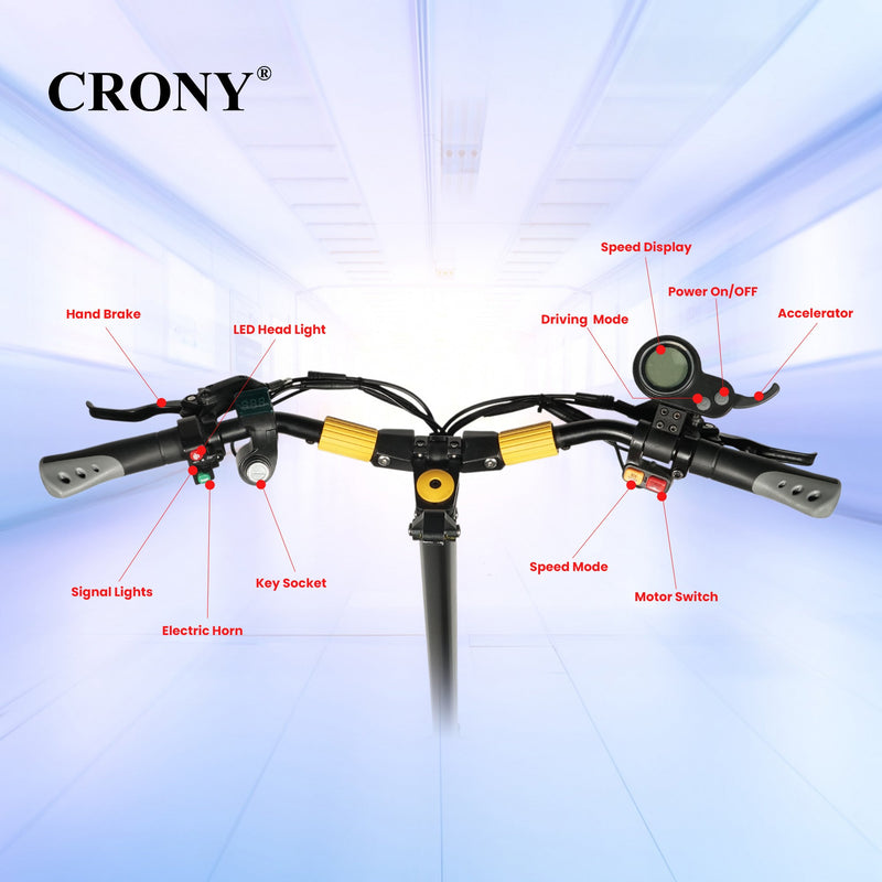 CRONY V8 Electric Scooter 1600W x2 Motors 60V/26AH Battery 40-80KM Range Disc Brakes Front/Rear Suspension Detachable Battery