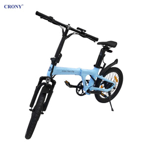 CRONY A20 Electric Bike, 350W Motor, 25–30 km/h Top Speed, 36V 9.6Ah Battery, 35–50 km Pure Electric Range, 80–100 km Assisted Range, 20-Inch Tires, Torque Sensor, Carbon Belt Drive, 2.4