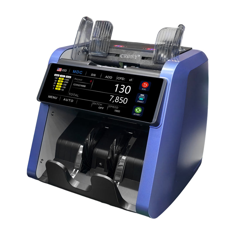 CRONY AL-930B Money Counting Machine with 5000mAh Rechargeable Battery, Professional Cash Counter, 1200 Bills/Min, 7.8" TFT Touch Display, Automatic Currency Recognition, Mixed Denomination Counting, UV MG MT IR Counterfeit Detection