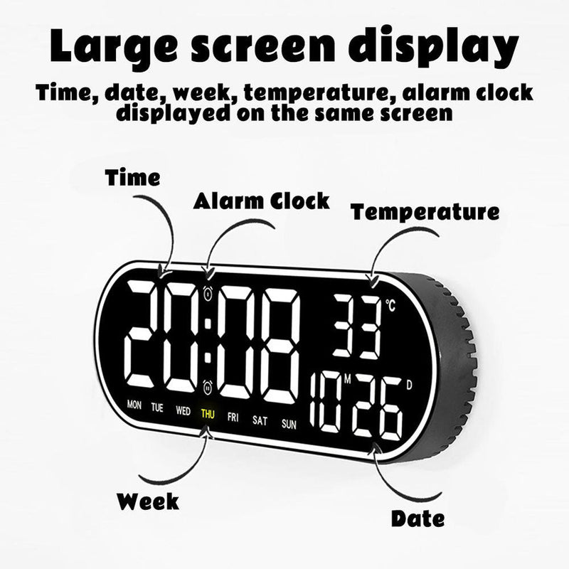 CRPONY 8021 White+Blue Electronic Clock Display 5 Adjustable Brightness Wall Clock For Home Farmhouse Office