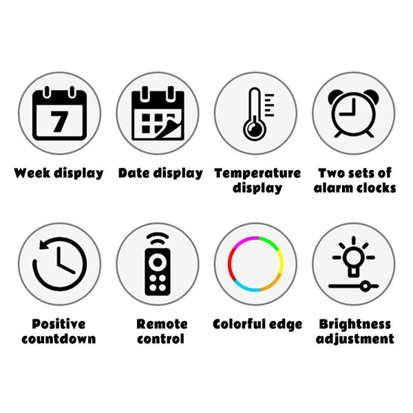 CRPONY 8021 White+Blue Electronic Clock Display 5 Adjustable Brightness Wall Clock For Home Farmhouse Office