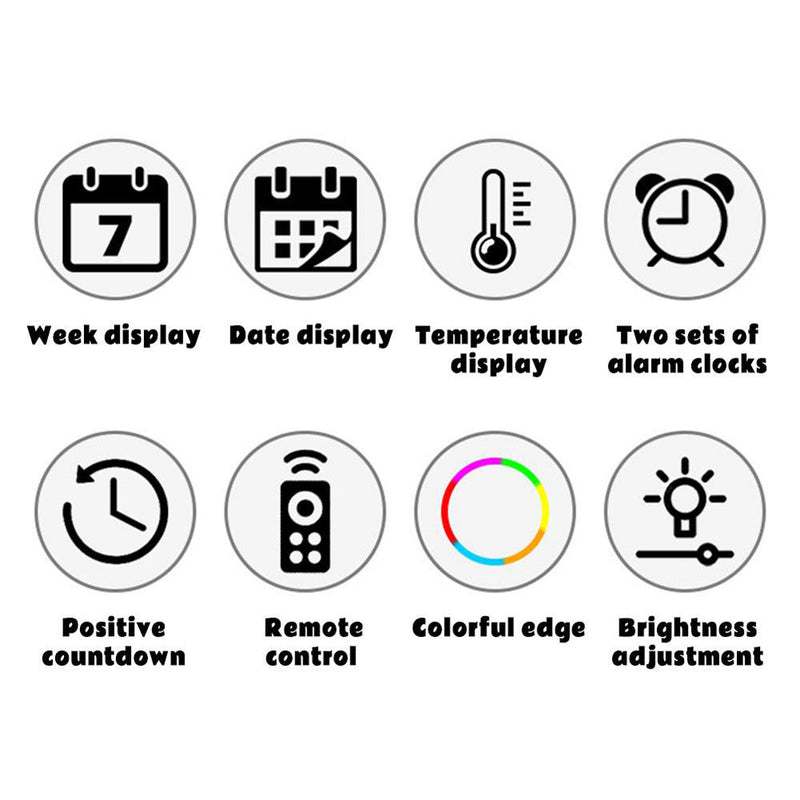 CRPONY 8021 White+Blue Electronic Clock Display 5 Adjustable Brightness Wall Clock For Home Farmhouse Office