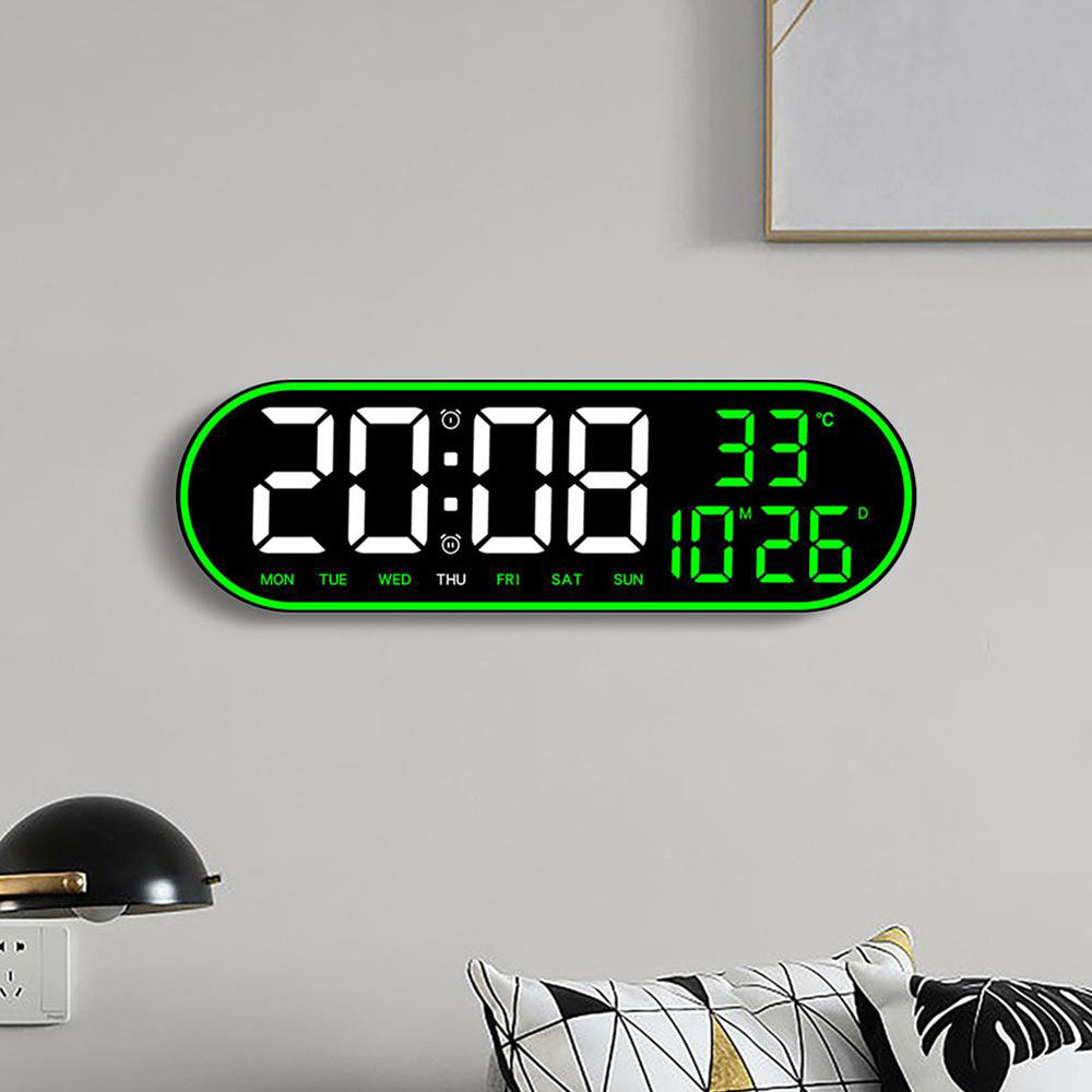 CRPONY 8021 White+Blue Electronic Clock Display 5 Adjustable Brightness Wall Clock For Home Farmhouse Office