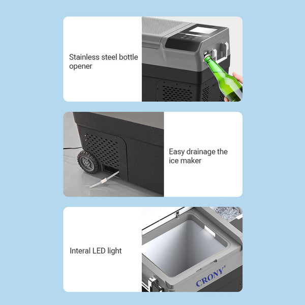CRONY B35IM Ice Maker refrigerator with wheels Lever 38L Portable Ice Maker &amp Freezer Home &amp Car Use -20°C 7 Bullet Ice LED Control Wheels