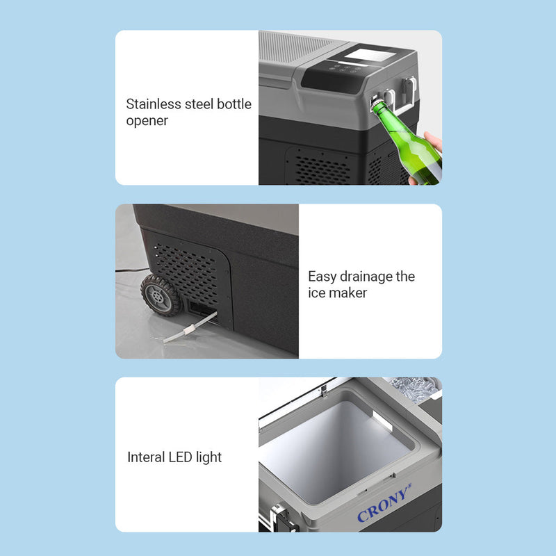 CRONY B35IM Ice Maker refrigerator with wheels Lever 38L Portable Ice Maker &amp Freezer Home &amp Car Use -20°C 7 Bullet Ice LED Control Wheels