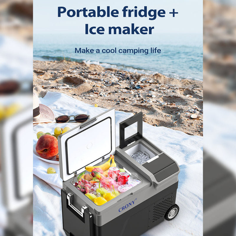 CRONY B35IM Ice Maker refrigerator with wheels Lever 38L Portable Ice Maker &amp Freezer Home &amp Car Use -20°C 7 Bullet Ice LED Control Wheels