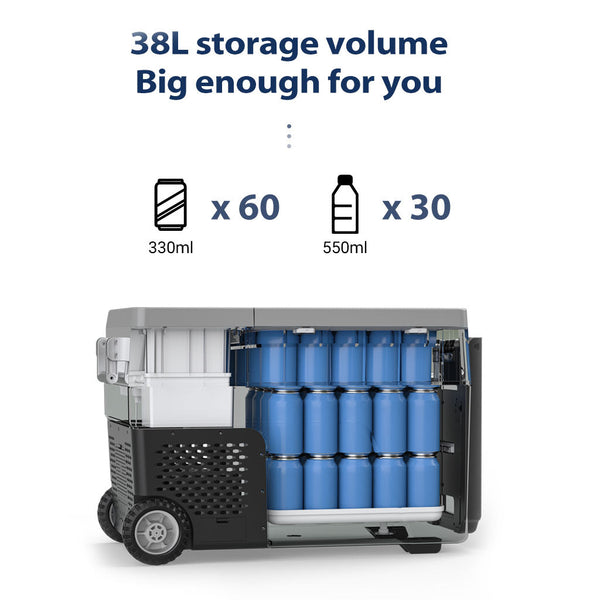 CRONY B35IM Ice Maker refrigerator with wheels Lever 38L Portable Ice Maker &amp Freezer Home &amp Car Use -20°C 7 Bullet Ice LED Control Wheels