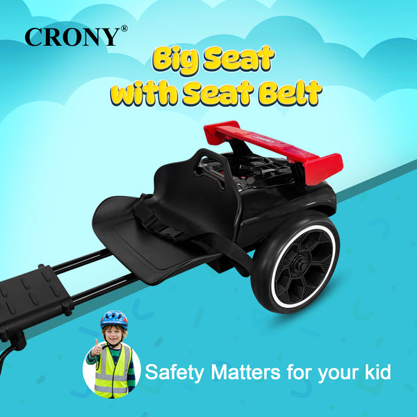 CRONY T3 Kids Electric Go Kart with Remote Control, 390W Motor, 6V 4.5Ah Battery, 5-6KM/H Speed, LED Headlights, Bluetooth Speaker, Seat Belt, Forward & Reverse Switch, Ride On Kart for Kids