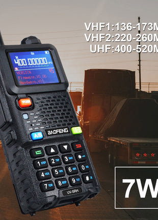 UV-5RH 7W VHF UHF 136-174MHz 220-260MHz 400-520MHz Tri-Bands 999Ch Frequency Search Weather Forecast FM Walkie Talkie