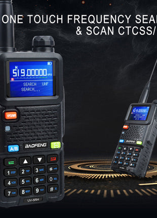 UV-5RH 7W VHF UHF 136-174MHz 220-260MHz 400-520MHz Tri-Bands 999Ch Frequency Search Weather Forecast FM Walkie Talkie