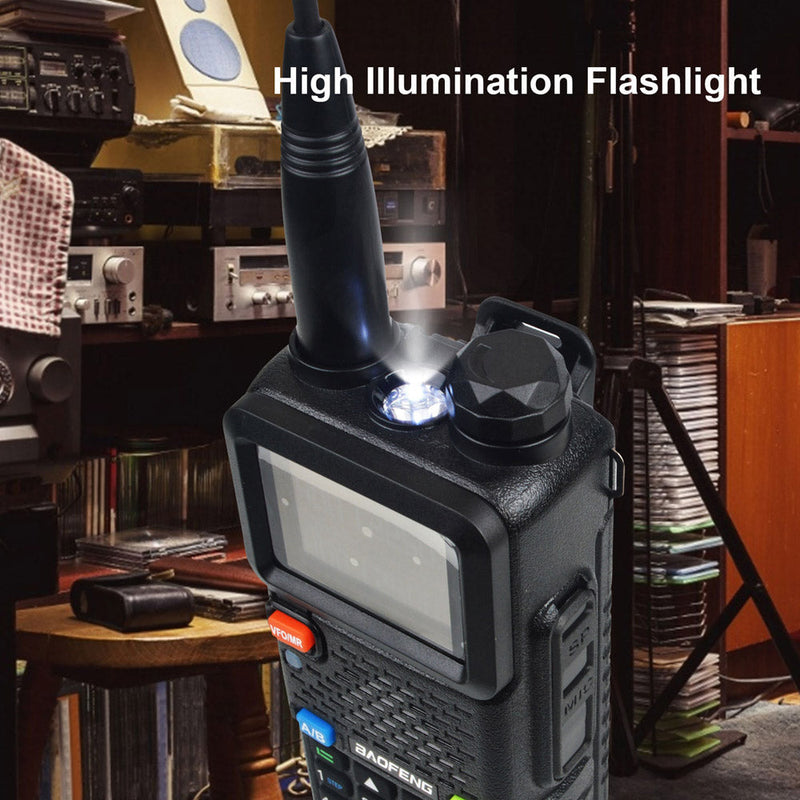 Baofeng UV-5RH 7W UHF (400-480MHz) VHF (136-174MHz) Tri-Bands 999Ch Frequency Search Weather Forecast FM Walkie Talkie