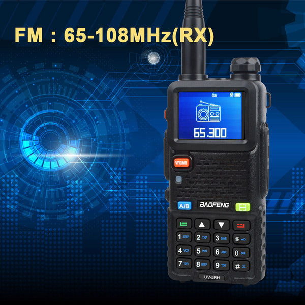 UV-5RH 7W VHF UHF 136-174MHz 220-260MHz 400-520MHz Tri-Bands 999Ch Frequency Search Weather Forecast FM Walkie Talkie