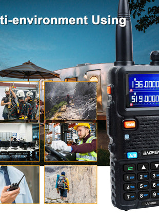 UV-5RH 7W VHF UHF 136-174MHz 220-260MHz 400-520MHz Tri-Bands 999Ch Frequency Search Weather Forecast FM Walkie Talkie