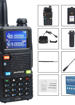 UV-5RH 7W VHF UHF 136-174MHz 220-260MHz 400-520MHz Tri-Bands 999Ch Frequency Search Weather Forecast FM Walkie Talkie