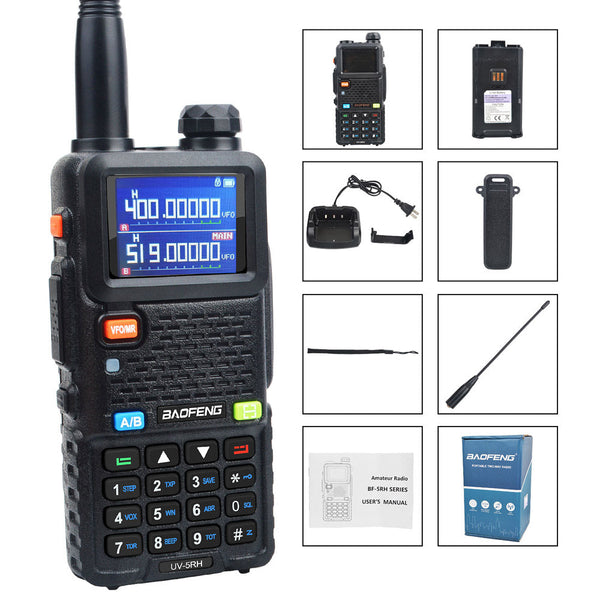UV-5RH 7W VHF UHF 136-174MHz 220-260MHz 400-520MHz Tri-Bands 999Ch Frequency Search Weather Forecast FM Walkie Talkie