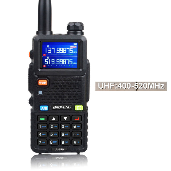 Baofeng UV-5RH 7W UHF (400-480MHz) VHF (136-174MHz) Tri-Bands 999Ch Frequency Search Weather Forecast FM Walkie Talkie