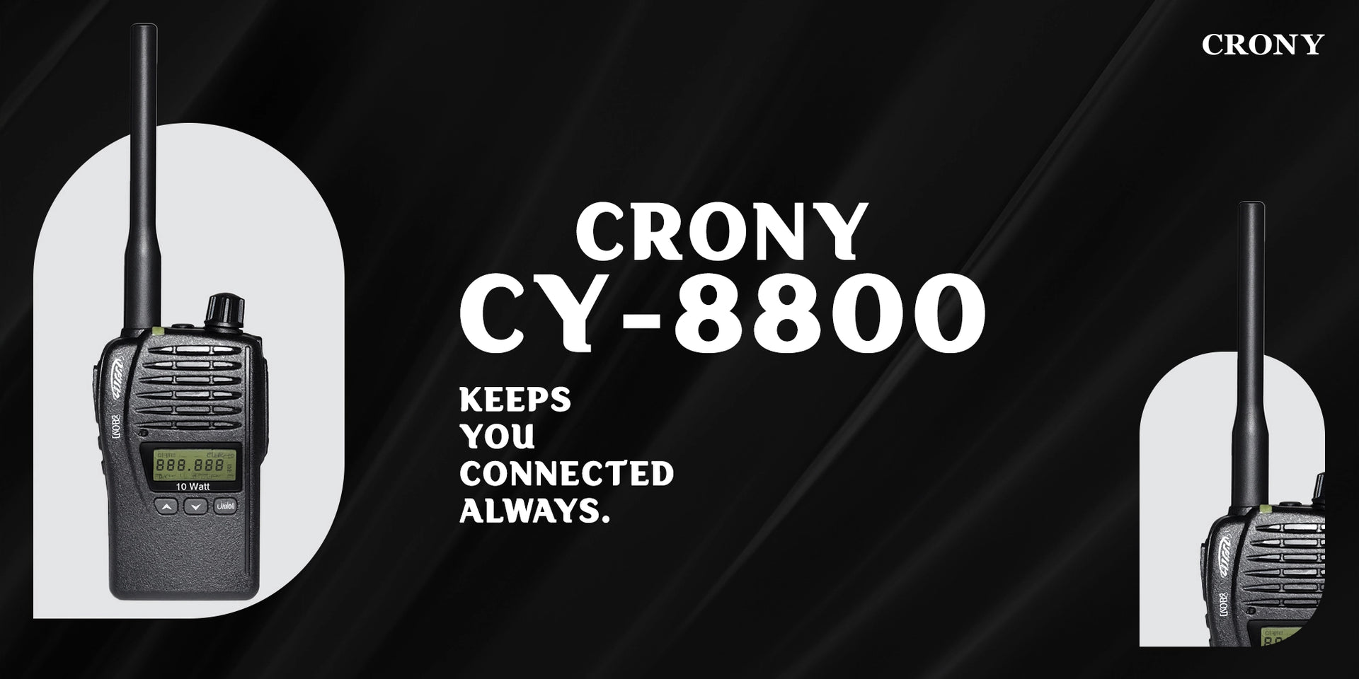 Crony 10W CY-8800 UHF Long Range Walkie Talkies 8-20km Two Way Radio Warterproof with headsets - Hero Banner 1