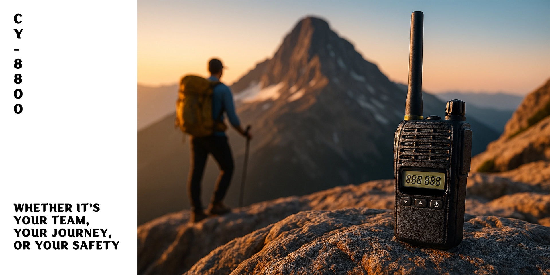 Crony 10W CY-8800 UHF Long Range Walkie Talkies 8-20km Two Way Radio Warterproof with headsets - Hero Banner 2