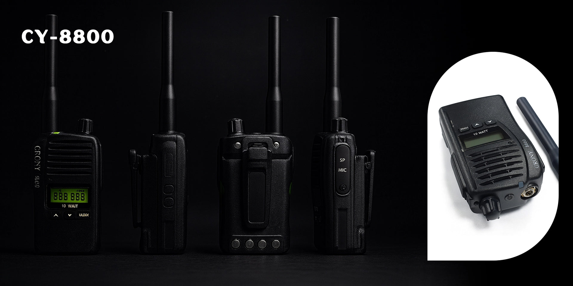 Crony 10W CY-8800 UHF Long Range Walkie Talkies 8-20km Two Way Radio Warterproof with headsets - Hero Banner 3