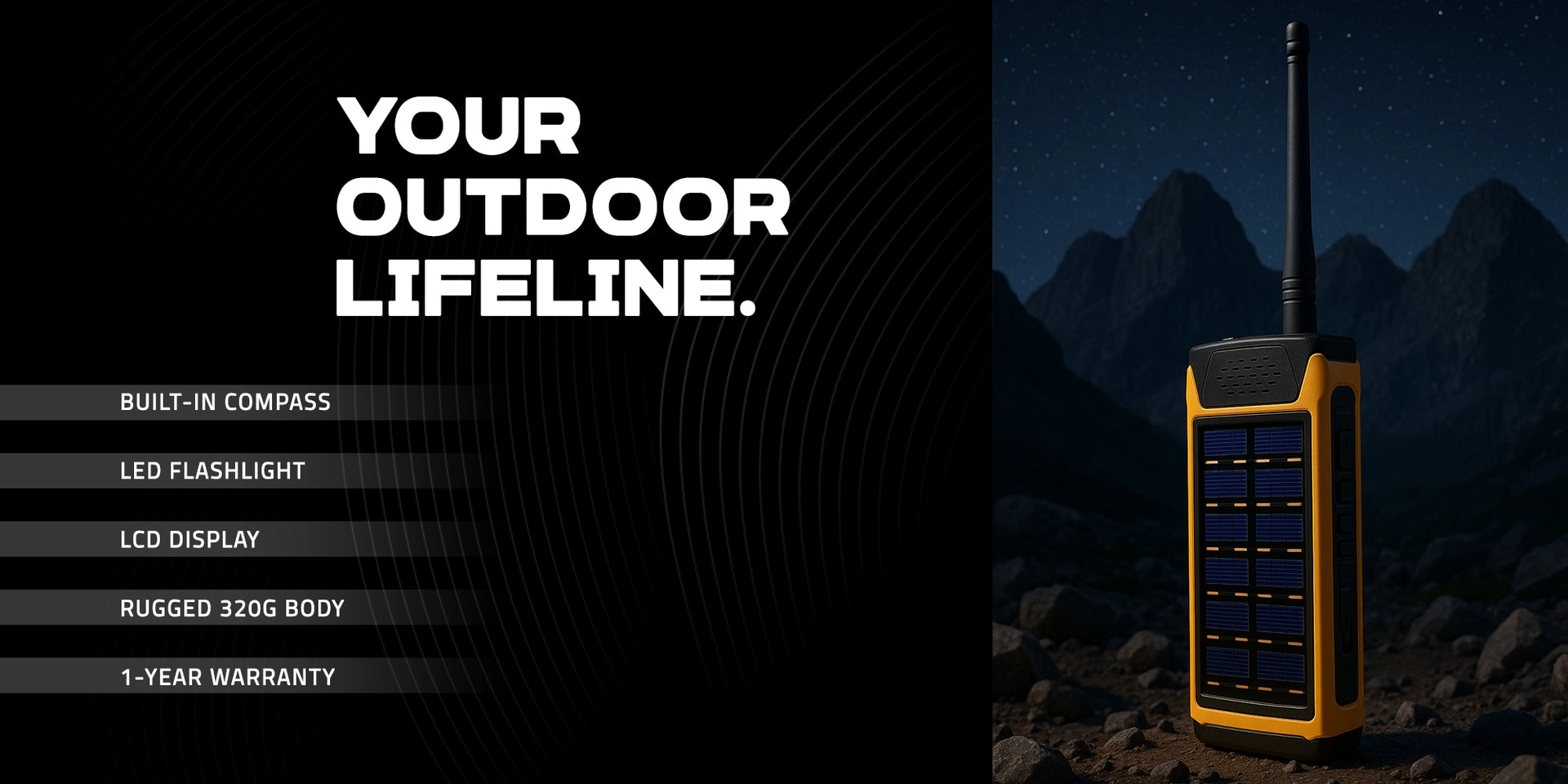 Crony 5W CY-919 Rechargeable Two-way Radios, Wireless Portable Business Walkie Talkies With solar charging, flashlight, compass - Hero Banner 2