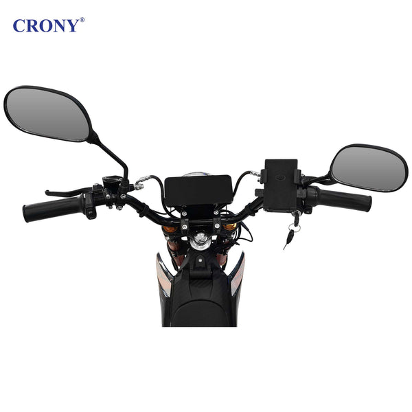 CRONY-05 E-Dirt Bike, 2500W Electric Motorcycle, Up to 72 KM/H, 48V 25Ah Detachable Battery, 45–55 KM Range, Dual Suspension, Front & Rear Disc Brakes, 14"/12" Off-Road Tires, Bluetooth Speaker, Helmet Included