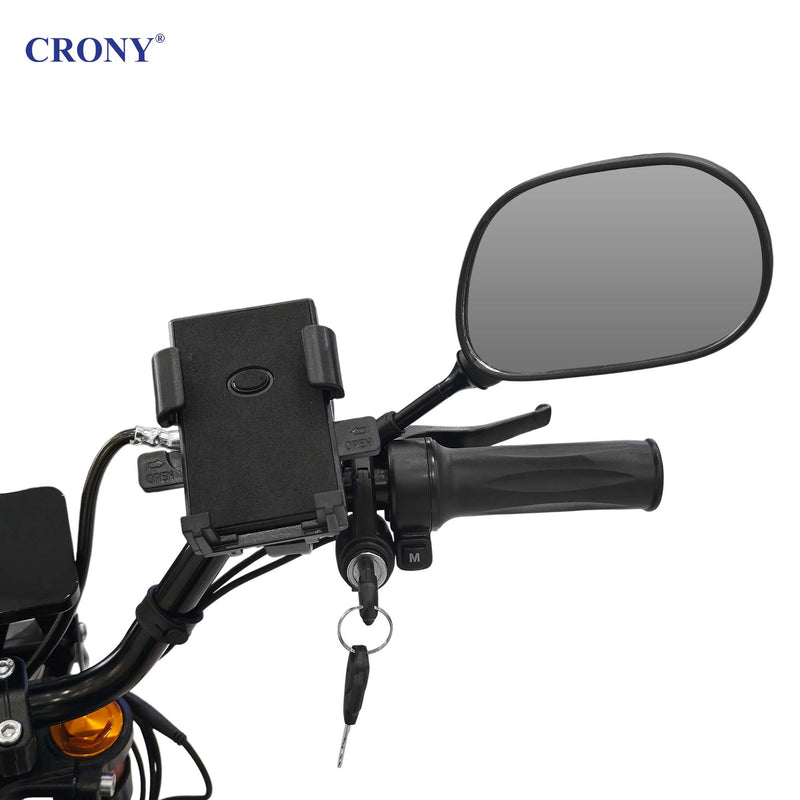 CRONY-05 E-Dirt Bike, 2500W Electric Motorcycle, Up to 72 KM/H, 48V 25Ah Detachable Battery, 45–55 KM Range, Dual Suspension, Front & Rear Disc Brakes, 14"/12" Off-Road Tires, Bluetooth Speaker, Helmet Included