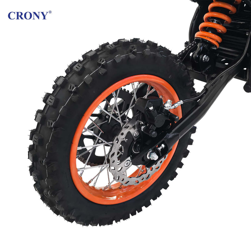 CRONY-05 E-Dirt Bike, 2500W Electric Motorcycle, Up to 72 KM/H, 48V 25Ah Detachable Battery, 45–55 KM Range, Dual Suspension, Front & Rear Disc Brakes, 14"/12" Off-Road Tires, Bluetooth Speaker, Helmet Included