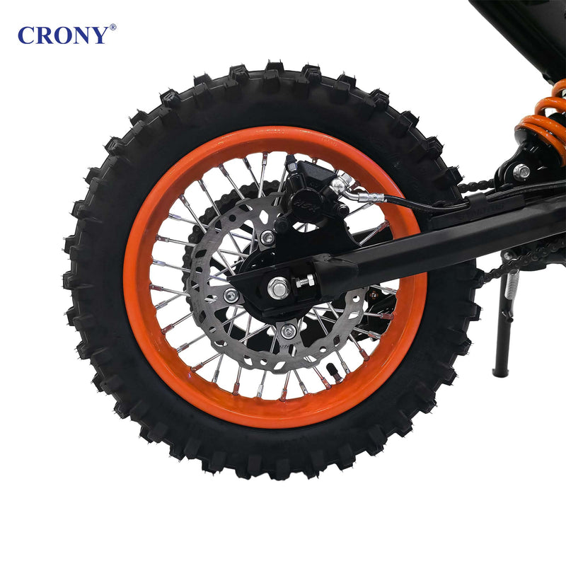 CRONY-05 E-Dirt Bike, 2500W Electric Motorcycle, Up to 72 KM/H, 48V 25Ah Detachable Battery, 45–55 KM Range, Dual Suspension, Front & Rear Disc Brakes, 14"/12" Off-Road Tires, Bluetooth Speaker, Helmet Included
